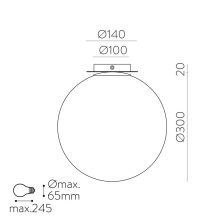 Parma Ceiling lamp 3946/30 IP Matt Black/Opal, LED E27 15W, CL.II IP44