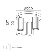 Modrian Ceiling lamp 3951/P3 Black, LED GU10 3x8W, CL.I, Adjustable