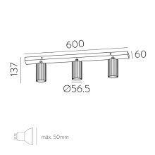 Modrian Ceiling lamp 3951/R3 Black, LED GU10 3x8W, CL.I, Adjustable
