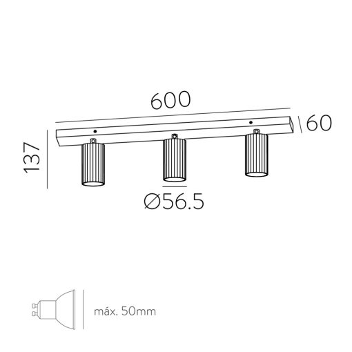 Modrian Ceiling lamp 3951/R3 Black, LED GU10 3x8W, CL.I, Adjustable