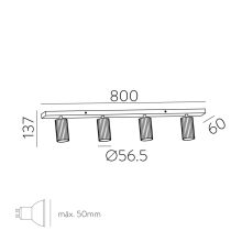 Modrian Ceiling lamp 3951/R4 Tech Gold/Black, LED GU10 4x8W, CL.I, Adjustable