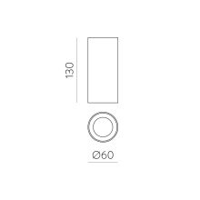 Pipe Ceiling lamp 3986/60 Ø60x130mm Textured White, LED COB 12W 3000K 1240lm, CRI90 CL.I, Integrated LED