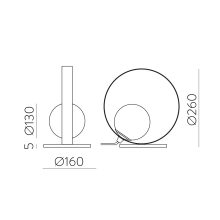 Halo Table lamp 3815/1 Tech. Gold/Opal, LED 5W 370lm, CRI90 CL.II, Integrated LED, Kelvin 2700K-3000K Slide Switch