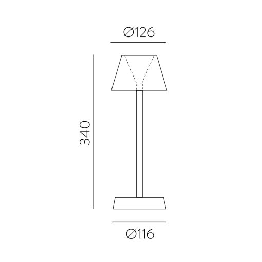 Asahi Table lamp 8190 Black Matt, LED 7W 3000K, CRI90 CL.III IP54, Integrated LED, Touch switch, Dimmable intensity, Built-in battery