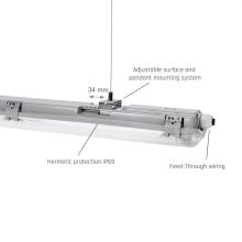LIMEA LED Fénycső Armatúra 2X120CM IP65