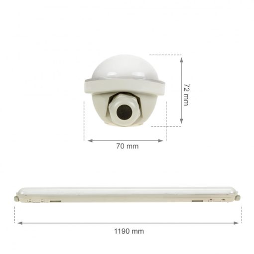 LIMEA GIGANT Armatúra 1200mm 38W NW 230V 120fok IP65 IK10 1190x72x70mm Szürke 5 év Garancia