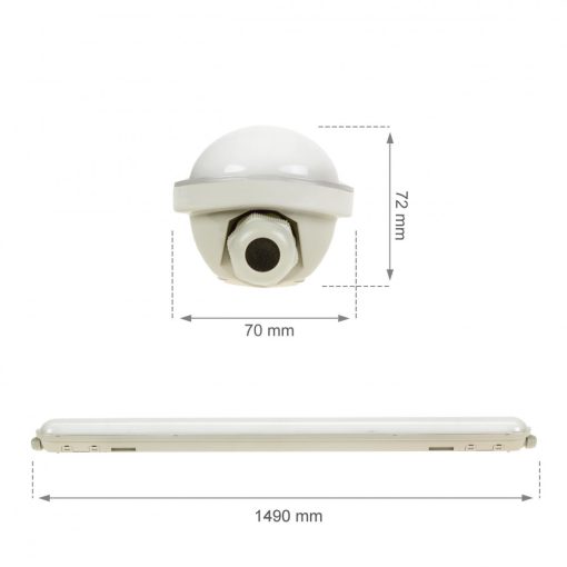 LIMEA GIGANT Armatúra 1500mm 52W CW 230V 120fok IP65 IK10 1490x72x70mm Szürke 5 év Garancia