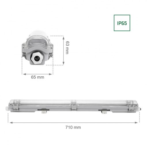 LIMEA LED Fénycső Armatúra 1X60CM IP65