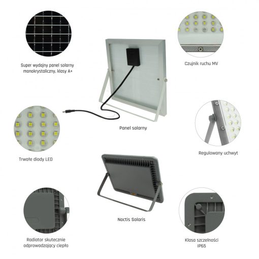 FLOOD LIGHT NOCTIS SOLARIS 200W CW 90ST IP65 IK08 290X215X24MM Szürke 3 Év Garancia
