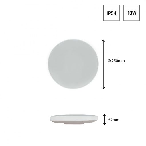 NYMPHEA Fekete & Fehér RINGS 18W NW 230V 115st IP54 IK04 FI250x52 Fehér / Fekete Kerek .Mozgás érzékelővel