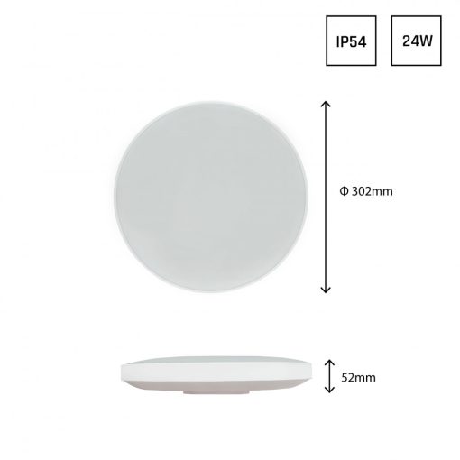 NYMPHEA Fekete & Fehér RINGS 24W CW 230V 115st IP54 IK04 FI320x52 Fehér / Fekete Kerek .Mozgás érzékelővel