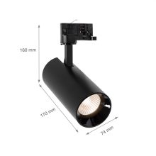 ANDROMEDA COB LED 25W WW 3F Fekete (3 Fázisú) 36fok 60fok
