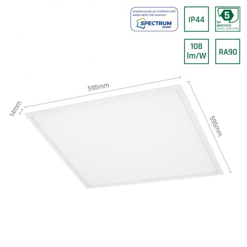 ALGINE  LED 230V 45W NW 230V 120ST IP44 RA90 IK06 600X600MM Fehér Mennyezeti PANEL 5 év Garancia