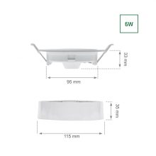 ALGINE 2IN1 Süllyesztett-Falon kívüli Mélysugárzó 6W 560LM WW 230V IP20 Kerek