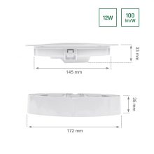 ALGINE 2IN1 Süllyesztett-Falon kívüli Mélysugárzó 12W 1200LM NW 230V IP20 Kerek