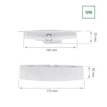 ALGINE 2IN1 Süllyesztett-Falon kívüli Mélysugárzó 12W 1160LM WW 230V IP20 Kerek
