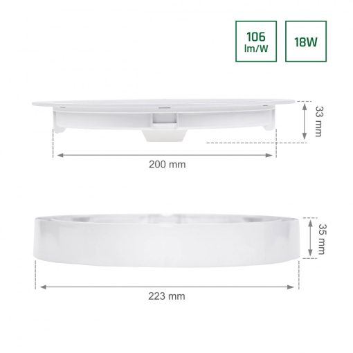 ALGINE 2IN1 Süllyesztett-Falon kívüli Mélysugárzó 18W 1900LM NW 230V IP20 Kerek