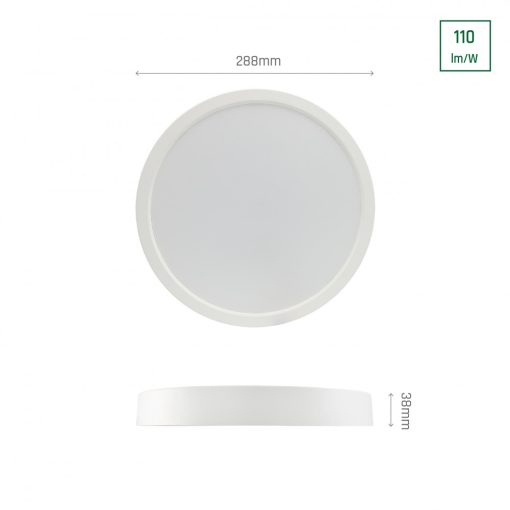 ALGINE Süllyesztett Mélysugárzó 24W NW 230V 120ST IP20  IK06 288X38MM Fehér Kerek