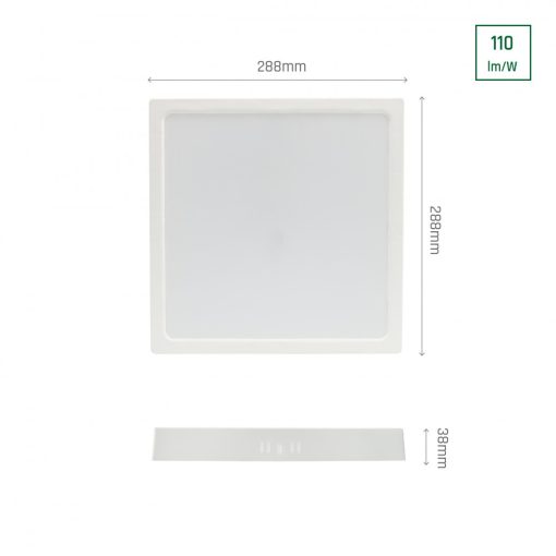 ALGINE Süllyesztett Mélysugárzó 24W NW 230V 120ST IP20  IK06 288X288X38MM Fehér Négyzet