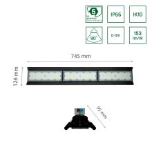 HALLS LINE 150W NW 230V 75X140fok IP66 IK10 745X126X95MM Fekete 5 év Garancia 0-10V