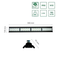 HALLS LINE 200W NW 230V 90fok IP66 IK10 990X126X95MM Fekete 5 év Garancia 0-10V