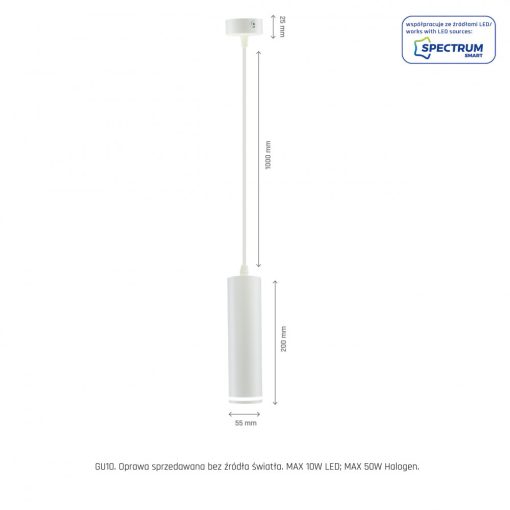 MADARA MINI RING GU10 Függesztett BASE 230V IP20 FI55*200MM Fehér