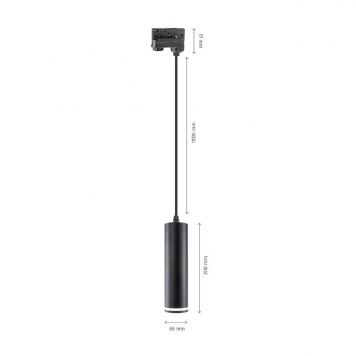 MADARA MINI RING GU10 Függesztett , TRACK 3F 230V IP25 FI55*200MM Fekete