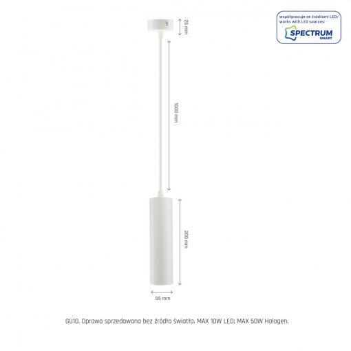 MADARA MINI II GU10 Függesztett BASE 230V IP20 FI55*200MM Fehér