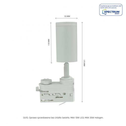 MADARA MINI RING II GU10 Függesztett , TRACK 3F GU10 250V IP20 55X100X185MM Fehér