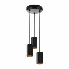   CHLOE GU10 X 3 IP20 Függesztett LAMP Fekete Arany Kerek BASE