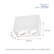 CHLOE DUO 2XGU10 IP20 RECTANGLE Fehér Szabályozott szem