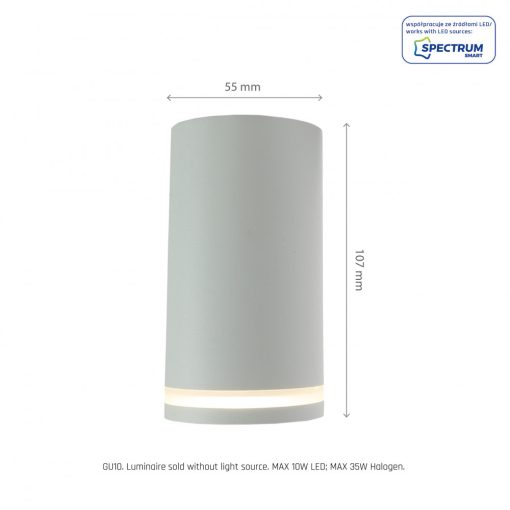 CHLOE RING NATYNKOWA GU10 230V IP20 FI55*107MM Fehér