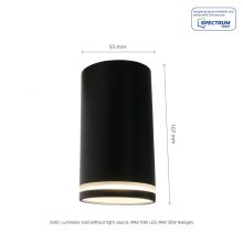 CHLOE RING NATYNKOWA GU10 230V IP20 FI55*107MM Fekete