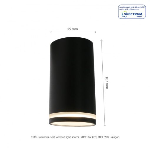 CHLOE RING NATYNKOWA GU10 230V IP20 FI55*107MM Fekete