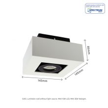 MIRORA GU10 Süllyesztett GU10 250V IP20 145X145X85MM Fehér Fekete Négyzet Szabályozott szem