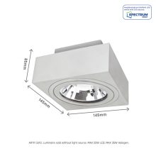 MIRORA AR111 Süllyesztett GU10 250V IP20 145X145X85MM Fehér Négyzet Szabályozott szem