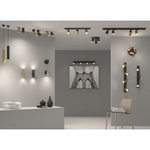 Modrian Track light 3951/10 Black/Tech Gold, LED GU10 8W, CL.II, Adjustable