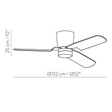 Brisa Ceiling Fan 2503/52 White/Opal, LED 15W 3000K 1140lm + MOTOR DC 30W, CRI80 CL.I, Remote control