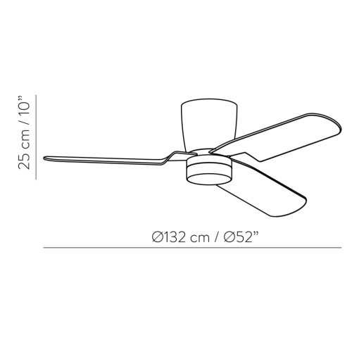 Brisa Ceiling Fan 2503/52 White/Opal, LED 15W 3000K 1140lm + MOTOR DC 30W, CRI80 CL.I, Remote control