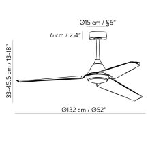 Bora Ceiling Fan 2516/52 Matt White/Opal, LED 20W 2000lm + MOTOR DC 30W, CRI80 CL.I IP44, Step dimmable Kelvin 3000-4000-6000, Dimmable intensity, Remote control