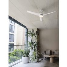 Bora Ceiling Fan 2516/52 Matt White/Opal, LED 20W 2000lm + MOTOR DC 30W, CRI80 CL.I IP44, Step dimmable Kelvin 3000-4000-6000, Dimmable intensity, Remote control