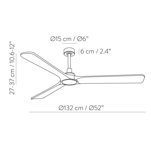 Rok Ceiling Fan 2518/52 White/Beech, MOTOR DC 32W, CL.I, Remote control