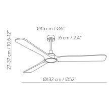 Rok Ceiling Fan 2518/52 Black/Walnut, MOTOR DC 32W, CL.I, Remote control