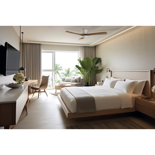 Siroco Ceiling Fan 2519/52 White/Light Walnut, MOTOR DC 35W, CL.I, Remote control