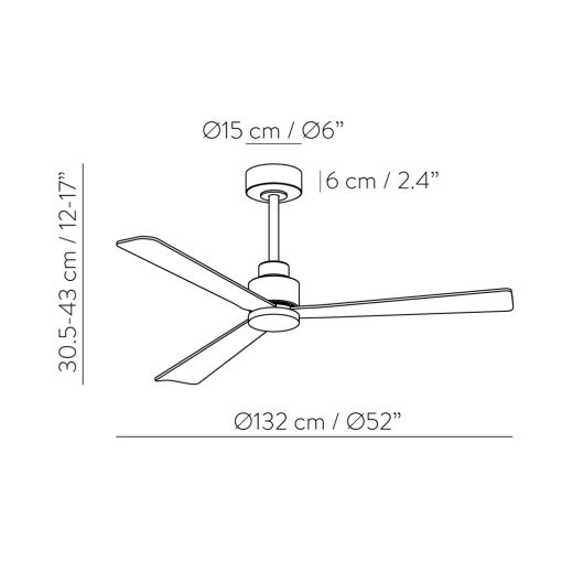 Gregal Ceiling Fan 2520/52 Black/Black, MOTOR DC 35W, CL.I, Remote control