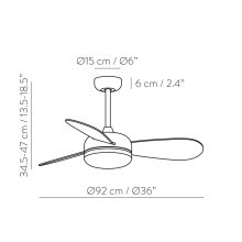 Bise Ceiling Fan 2521/36 White/Beech, LED 22W 2200lm + MOTOR DC 35W, CRI80 CL.I, Step dimmable Kelvin 3000-4000-6500, Remote control