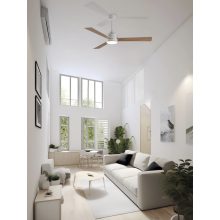 Shamal Ceiling Fan 2522/52 White/Beech, LED 22W 2200lm + MOTOR DC 35W, CRI80 CL.I, Step dimmable Kelvin 3000-4000-6500, Remote control