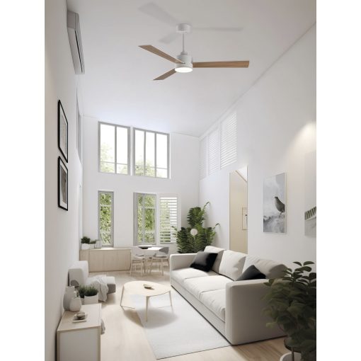 Shamal Ceiling Fan 2522/52 White/Beech, LED 22W 2200lm + MOTOR DC 35W, CRI80 CL.I, Step dimmable Kelvin 3000-4000-6500, Remote control