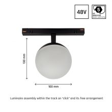 SYSTEM SHIFT - GLOBE, Gömb track lámpa 100x148mm 5W 165fok Fekete 5 év Garancia DALI
