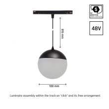 SYSTEM SHIFT - GLOBE P Függesztett Gömb track lámpa 100mm (850mm Kábel) 5W 165fok Fekete 5 év Garancia